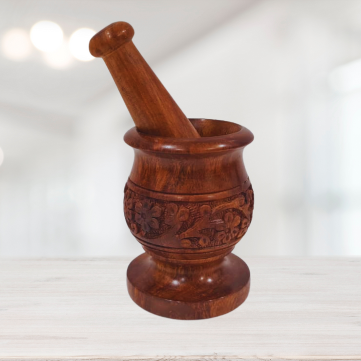 Rosewood Hand Carved Mortar and Pestle Medium