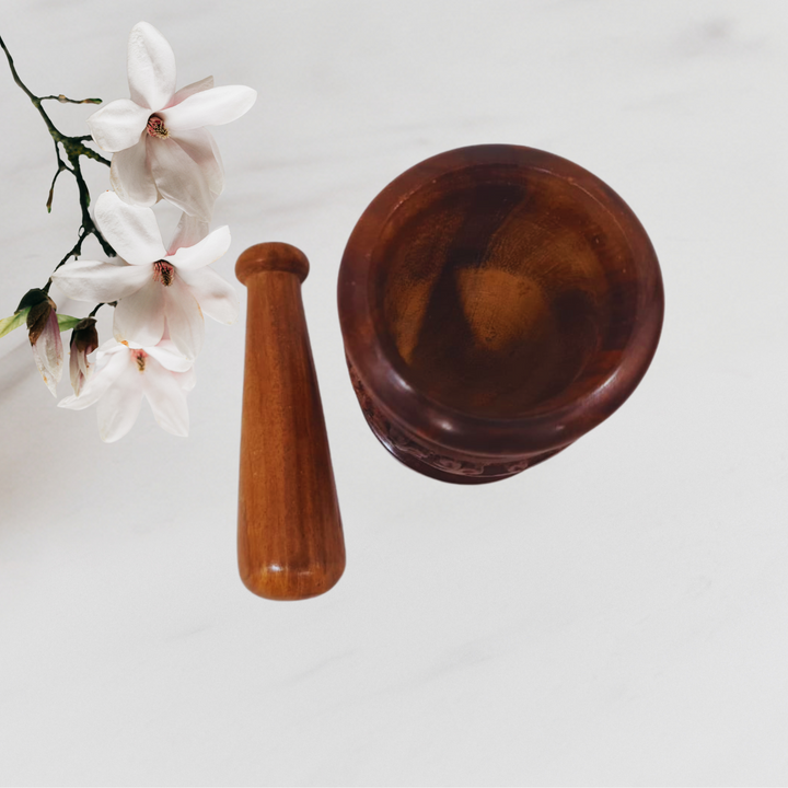 Rosewood Hand Carved Mortar and Pestle Medium