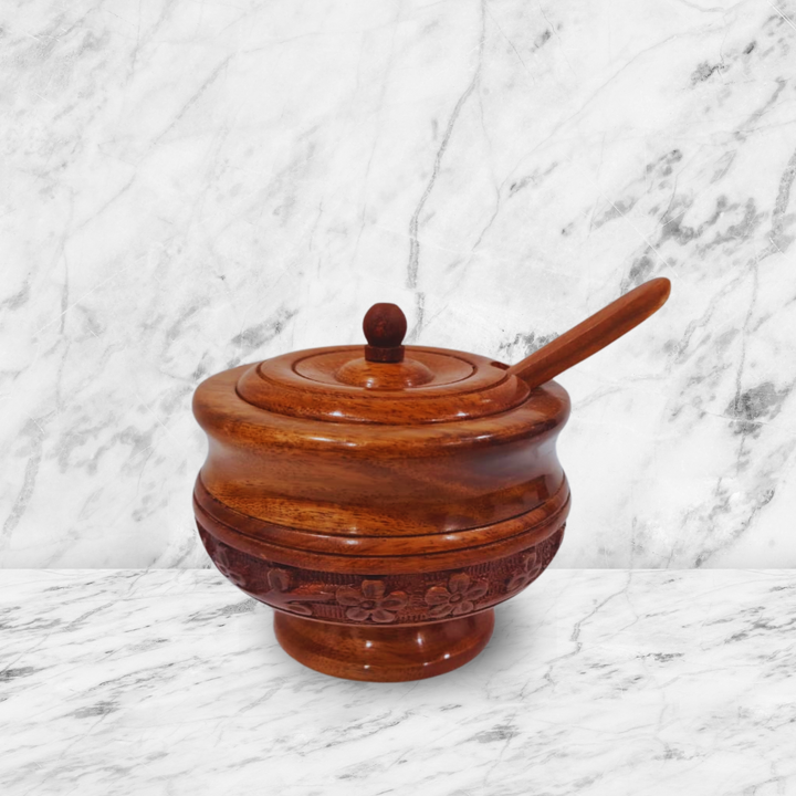 Rosewood Condiment Container with Spoon