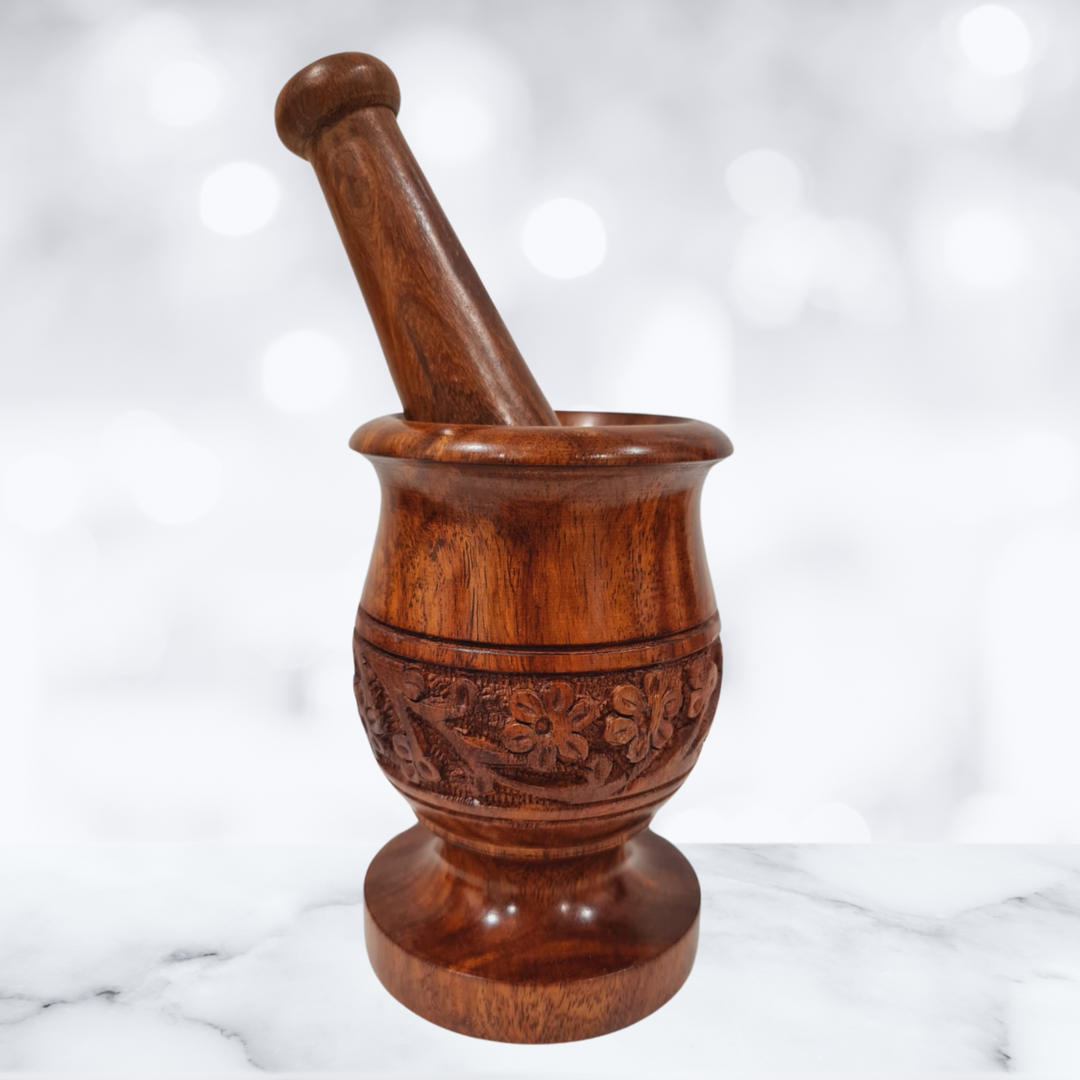 Rosewood Hand Carved Mortar and Pestle Large