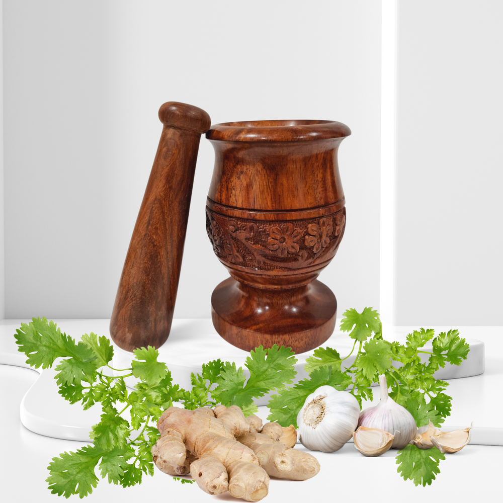 Rosewood Hand Carved Mortar and Pestle Large