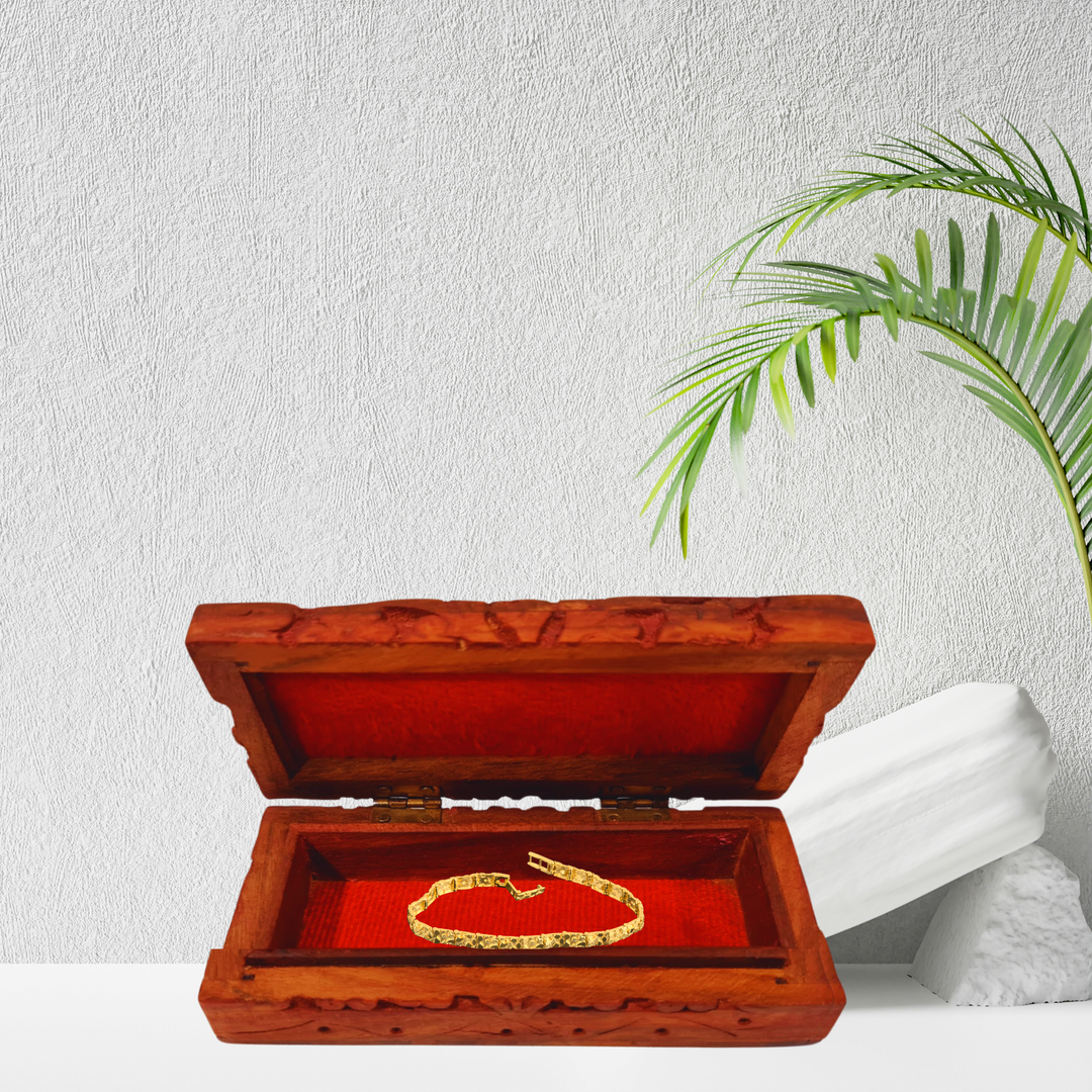 Hand Carved Rosewood Box with Velvet Interior Small